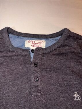 Original Penguin Men's Charcoal Long Sleeve Henley